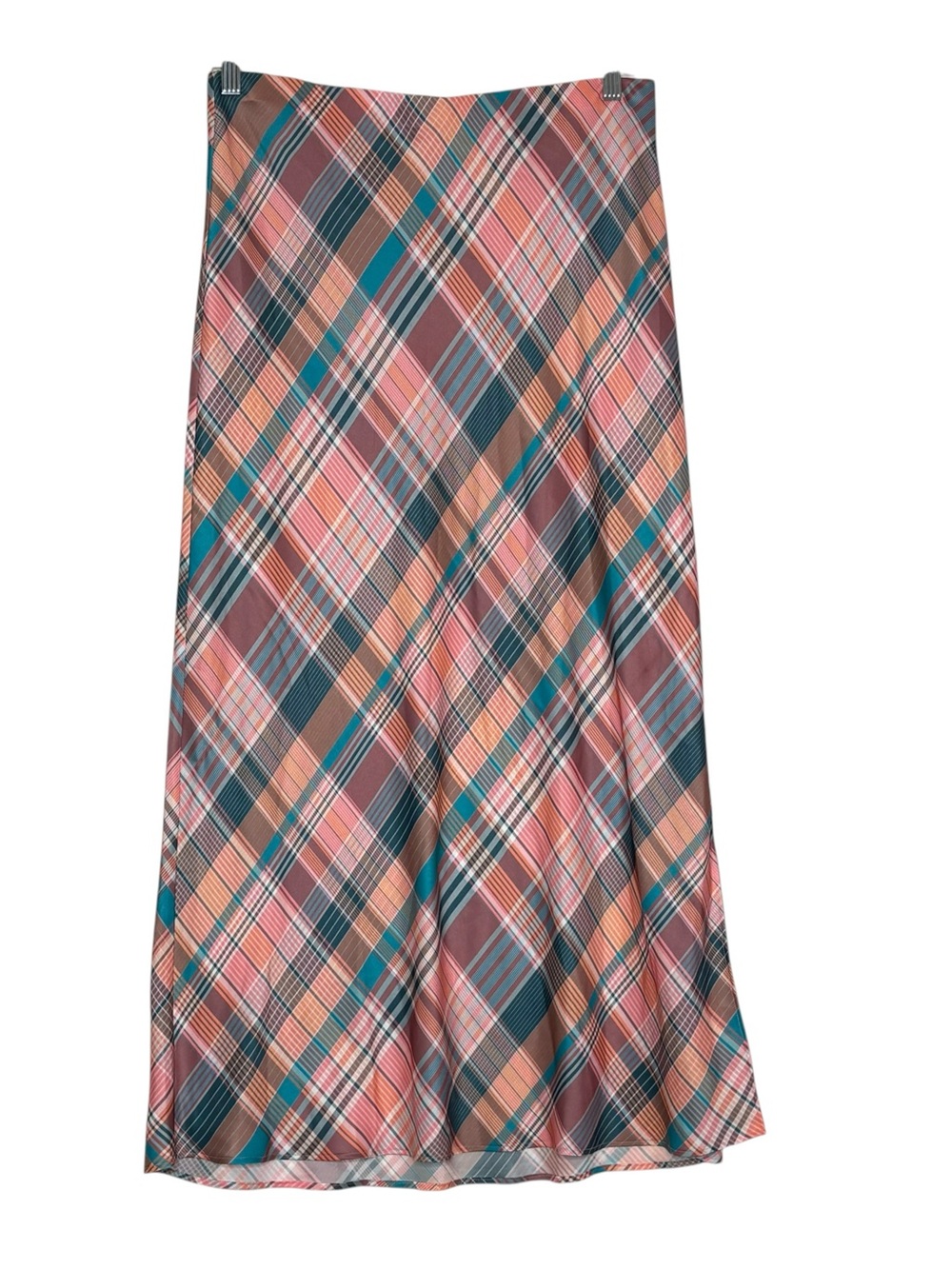 Vineyard Vines Plaid Satin Silky Slip Maxi Skirt | L